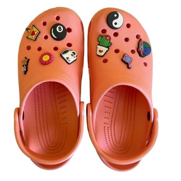 CROCS Shoes - Peach Crocs With Charms W9 M7
